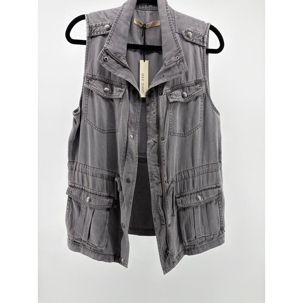 Max Jeans Utility Vest, Art Grey Military, Tencel, Women's Size Medium, NWT